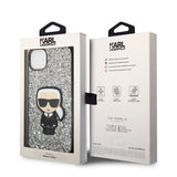 Husa pentru iPhone 14 Plus, Karl Lagerfeld Hardcase Glitter (KLHCP14MGFKPG), argintiu