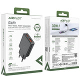 Incarcator retea Acefast (A69), Type-C, USB, PD30W, GaN Technology, Incarcare rapida Compatibility, negru
