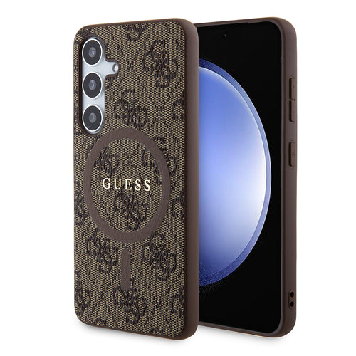 Husa pentru Samsung Galaxy S24 Plus, Guess 4G Collection Leather MagSafe (GUHMS24MG4GFRW), maro