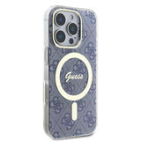 Husa pentru iPhone 16, Guess IML 4G MagSafe (GUHMP16SH4STB), albastru
