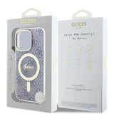 Husa pentru iPhone 16, Guess IML 4G MagSafe (GUHMP16SH4STB), albastru
