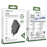 Incarcator retea Acefast (A65), Type-C, GaN Technology, 20W, Power Delivery, negru