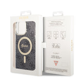 Husa pentru iPhone 16, Guess IML 4G MagSafe (GUHMP16SH4STK), negru