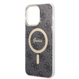 Husa pentru iPhone 16, Guess IML 4G MagSafe (GUHMP16SH4STK), negru