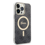 Husa pentru iPhone 16, Guess IML 4G MagSafe (GUHMP16SH4STK), negru