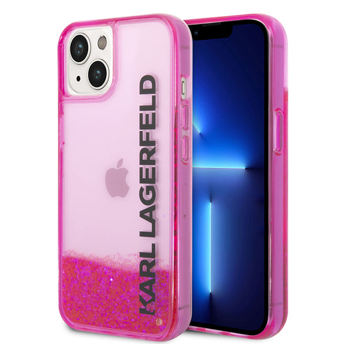 Husa pentru iPhone 14 Plus, Karl Lagerfeld Hardcase Liquid Glitter (KLHCP14MLCKVF), roz