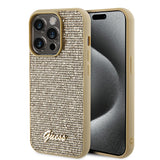 Husa pentru iPhone 15 Pro Max, Guess Disco Metal Script (GUHCP15XPMSDGSD), auriu