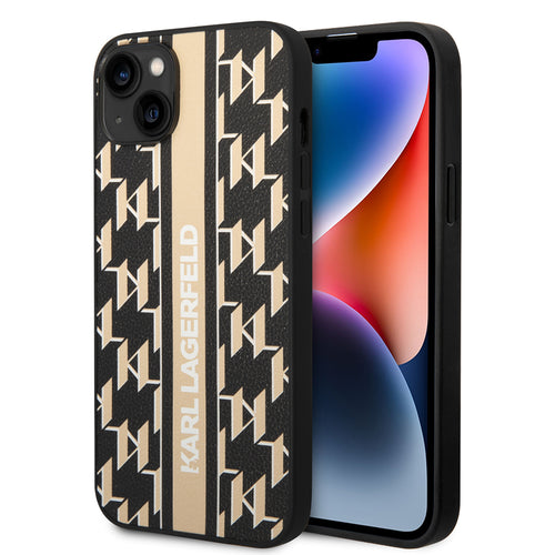 Husa pentru iPhone 14 Plus, Karl Lagerfeld Hardcase Monogram (KLHCP14MPGKLSKW), maro