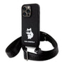 Husa pentru iPhone 15 Pro Max, Karl Lagerfeld Silicone Crossbody (KLHCP15XSCBSKNK), negru