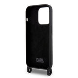 Husa pentru iPhone 15 Pro Max, Karl Lagerfeld Silicone Crossbody (KLHCP15XSCBSKNK), negru