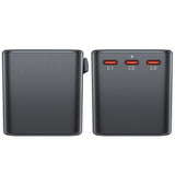 Adaptor pentru Calatorie Acefast (Z1), 3x Type-C, 2x USB, GaN, EU, UK, AUS, US, PD75W, Multifunctional Fast Charger, Negru