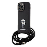 Husa pentru iPhone 15 Pro Max, Karl Lagerfeld Saffiano Crossbody (KLHCP15XSASKNPSK), negru