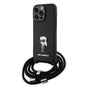 Husa pentru iPhone 15 Pro Max, Karl Lagerfeld Saffiano Crossbody (KLHCP15XSASKNPSK), negru