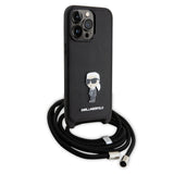 Husa pentru iPhone 15 Pro Max, Karl Lagerfeld Saffiano Crossbody (KLHCP15XSASKNPSK), negru