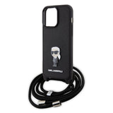 Husa pentru iPhone 15 Pro Max, Karl Lagerfeld Saffiano Crossbody (KLHCP15XSASKNPSK), negru