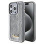 Husa pentru iPhone 15 Pro Max, Guess Sequin Script Metal (GUHCP15XPSFDGSS), argintiu