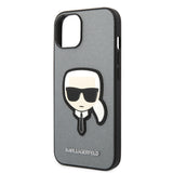 Husa pentru iPhone 14 Plus, Karl Lagerfeld Saffiano (KLHCP14MSAPKHG), argintiu