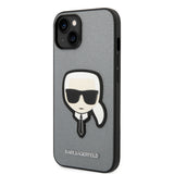 Husa pentru iPhone 14 Plus, Karl Lagerfeld Saffiano (KLHCP14MSAPKHG), argintiu