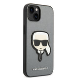 Husa pentru iPhone 14 Plus, Karl Lagerfeld Saffiano (KLHCP14MSAPKHG), argintiu