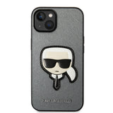 Husa pentru iPhone 14 Plus, Karl Lagerfeld Saffiano (KLHCP14MSAPKHG), argintiu