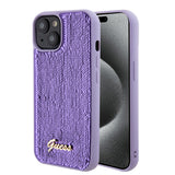 Husa pentru iPhone 15, Guess Sequin Script Metal (GUHCP15SPSFDGSU), mov