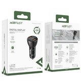 Incarcator auto Acefast (B7), 2x USB, 45W, Dual Incarcare rapida, cu LED Afisaj digital, negru