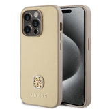 Husa pentru iPhone 15 Pro Max, Guess Strass Metal Logo (GUHCP15XPS4DGPD), auriu