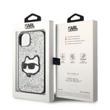 Husa pentru iPhone 14 Plus, Karl Lagerfeld Hardcase Glitter (KLHCP14MG2CPS), argintiu