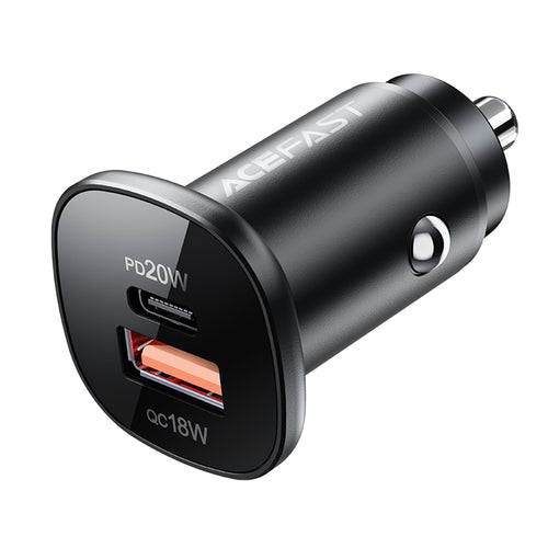 Incarcator auto Acefast (B1), Type-C, USB, Dual port, 38W, PD Incarcare rapida, cu LED Light, negru