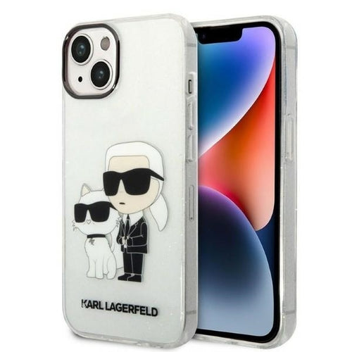 Husa pentru iPhone 14 Plus, Karl Lagerfeld Hardcase Glitter (KLHCP14MHNKCTGT), transparenta
