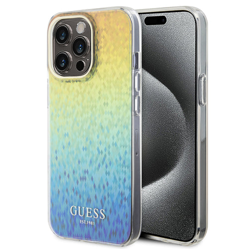 Husa pentru iPhone 15 Pro, Guess Hardcase IML Faceted Mirror Disco Iridescent (GUHCP15LHDECMI), multicolor