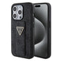 Husa pentru iPhone 15 Pro, Guess Grip Stand 4G Triangle Strass (GUHCP15LPGS4TDK), negru