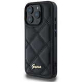 Husa pentru iPhone 16 Pro, Guess Quilted Metal Logo (GUHCP16LPSQSQSK), negru