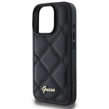 Husa pentru iPhone 16 Pro, Guess Quilted Metal Logo (GUHCP16LPSQSQSK), negru