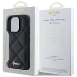 Husa pentru iPhone 16 Pro, Guess Quilted Metal Logo (GUHCP16LPSQSQSK), negru