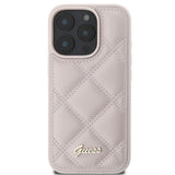 Husa pentru iPhone 16 Pro, Guess Quilted Metal Logo (GUHCP16LPSQSQSP), roz