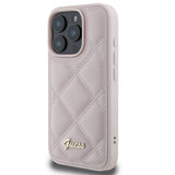 Husa pentru iPhone 16 Pro, Guess Quilted Metal Logo (GUHCP16LPSQSQSP), roz