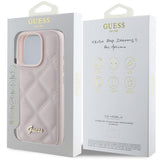 Husa pentru iPhone 16 Pro, Guess Quilted Metal Logo (GUHCP16LPSQSQSP), roz
