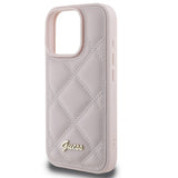 Husa pentru iPhone 16 Pro, Guess Quilted Metal Logo (GUHCP16LPSQSQSP), roz