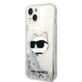 Husa pentru iPhone 14 Plus, Karl Lagerfeld Hardcase Glitter (KLHCP14MLNCHCS), argintiu