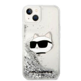 Husa pentru iPhone 14 Plus, Karl Lagerfeld Hardcase Glitter (KLHCP14MLNCHCS), argintiu