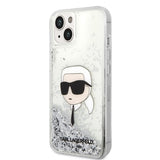 Husa pentru iPhone 14 Plus, Karl Lagerfeld Hardcase Glitter (KLHCP14MLNKHCH), argintiu