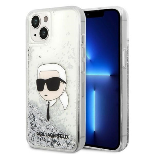 Husa pentru iPhone 14 Plus, Karl Lagerfeld Hardcase Glitter (KLHCP14MLNKHCH), argintiu