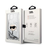 Husa pentru iPhone 14 Plus, Karl Lagerfeld Hardcase Glitter (KLHCP14MLNKHCH), argintiu
