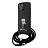 Husa pentru iPhone 15, Karl Lagerfeld Saffiano Crossbody (KLHCP15SSASKNPSK), negru
