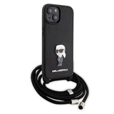 Husa pentru iPhone 15, Karl Lagerfeld Saffiano Crossbody (KLHCP15SSASKNPSK), negru