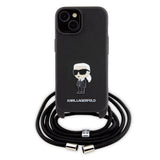 Husa pentru iPhone 15, Karl Lagerfeld Saffiano Crossbody (KLHCP15SSASKNPSK), negru