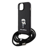 Husa pentru iPhone 15, Karl Lagerfeld Saffiano Crossbody (KLHCP15SSASKNPSK), negru