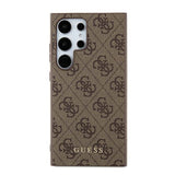 Husa pentru Samsung Galaxy S24 Ultra, Guess Hardcase 4G Metal Gold Logo (GUHCS24LG4GFBR), maro