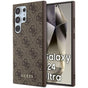 Husa pentru Samsung Galaxy S24 Ultra, Guess Hardcase 4G Metal Gold Logo (GUHCS24LG4GFBR), maro